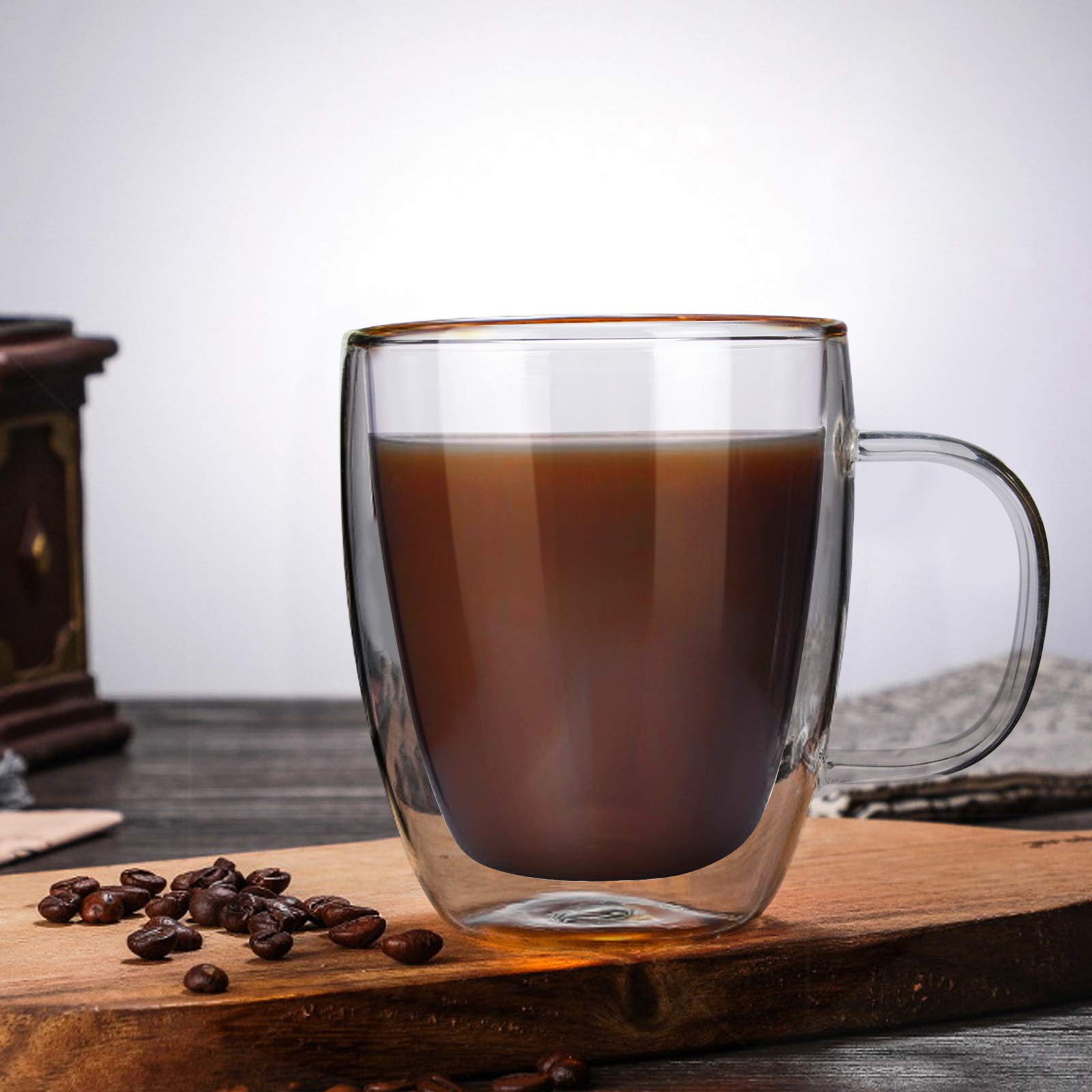 Glass Coffee Mug, Double Wall Insulated Glass Cup 12 Oz Heat-resistant Clear Coffee Mug for Tea Coffee Latte Espresso Cappuccino and Beverage, Set of 1 (Round) - Image 6